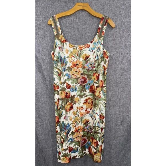 Peruvian Connection Linen Tropical Floral Printed Sleeveless Dress 8 - Picture 1 of 4